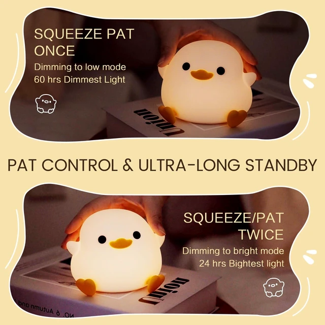 Alt view image 2 of 7 - Duck Cute Lamp, Squishy Night Light, Kids Gifts Baby Room Decor | Safe Silicone Bedside Lamp, Touch Animal Nightlight For Nursery, College White Elephant Gifts, Boys Girls Dodo Ducky Stuff