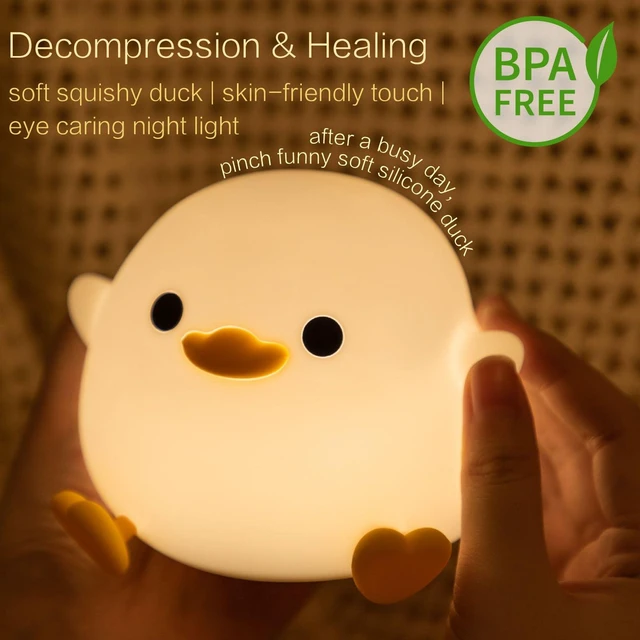 Alt view image 3 of 7 - Duck Cute Lamp, Squishy Night Light, Kids Gifts Baby Room Decor | Safe Silicone Bedside Lamp, Touch Animal Nightlight For Nursery, College White Elephant Gifts, Boys Girls Dodo Ducky Stuff
