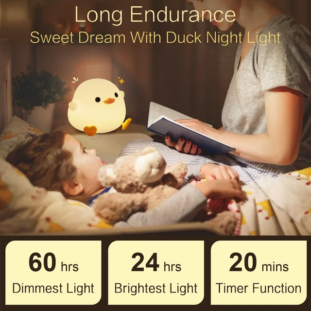 Alt view image 4 of 7 - Duck Cute Lamp, Squishy Night Light, Kids Gifts Baby Room Decor | Safe Silicone Bedside Lamp, Touch Animal Nightlight For Nursery, College White Elephant Gifts, Boys Girls Dodo Ducky Stuff