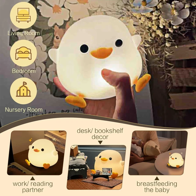 Alt view image 5 of 7 - Duck Cute Lamp, Squishy Night Light, Kids Gifts Baby Room Decor | Safe Silicone Bedside Lamp, Touch Animal Nightlight For Nursery, College White Elephant Gifts, Boys Girls Dodo Ducky Stuff
