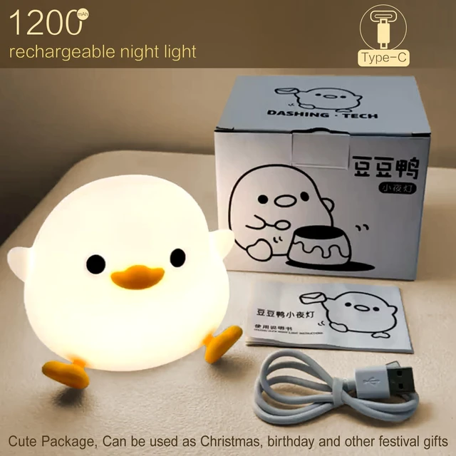 Alt view image 6 of 7 - Duck Cute Lamp, Squishy Night Light, Kids Gifts Baby Room Decor | Safe Silicone Bedside Lamp, Touch Animal Nightlight For Nursery, College White Elephant Gifts, Boys Girls Dodo Ducky Stuff