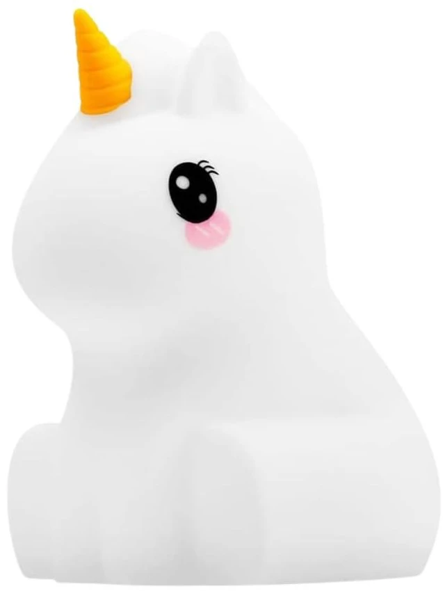 Main image of Junior Unicorn Toddler Nightlight, Rechargeable Silicone Kids Lamp | 4"D x 5"W x 5"H | Squishy Nursery Night Light | Portable & Touch Control | BPA-free Silicone | 8 Colors, 32 Hour Runtime