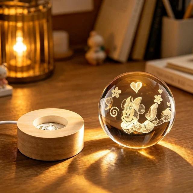 Alt view image 2 of 3 - Cartoon Mouse Night Light, 3.15 Inch (80mm) K9 Crystal 3D Lamp 7 Color for Birthday Christmas Cute Figurines Gifts for Room Decor