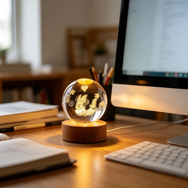 Alt view image 3 of 3 - Cartoon Mouse Night Light, 3.15 Inch (80mm) K9 Crystal 3D Lamp 7 Color for Birthday Christmas Cute Figurines Gifts for Room Decor