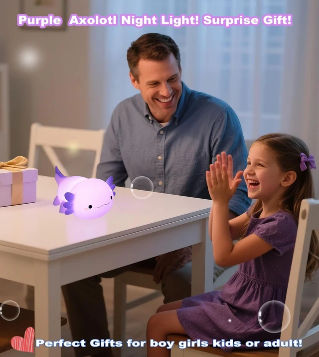 Alt view image 6 of 6 - Axolotl Squishy Silicone Night Light, 2 Dimmable Warm Brightness | with 20 Min Timer Rechargeable Touch Bedside Lamp, Kawaii Nursery Decor Gift for Baby Toddler Teen Girls College Dorm