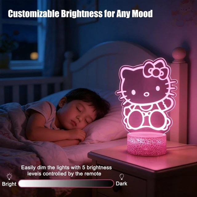 Alt view image 3 of 6 - Cat Night Light - 16 Colors Change Decor Kitty Cute Lamp with Remote, Dim Control, 3D Illusion LED Night Lights for Christmas Birthday Party Decoration Gifts