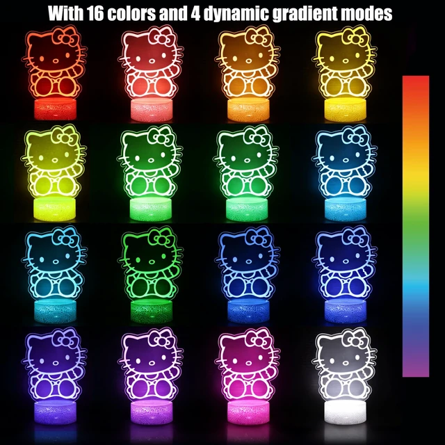 Alt view image 2 of 6 - Cat Night Light - 16 Colors Change Decor Kitty Cute Lamp with Remote, Dim Control, 3D Illusion LED Night Lights for Christmas Birthday Party Decoration Gifts