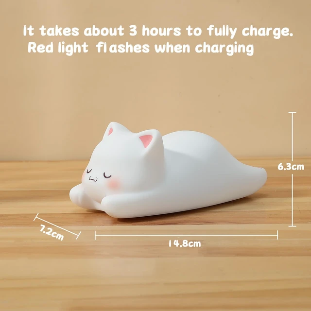Alt view image 5 of 7 - Cute Night Light for Kids Cat Night-Light Baby Girl Squishy NightLight 1/3 Hour Timer Kitty Light Dimmable Nursery Lamp Colorful Nightlight Gift for Kid Toddler Kawaii Bedroom (Mimi)