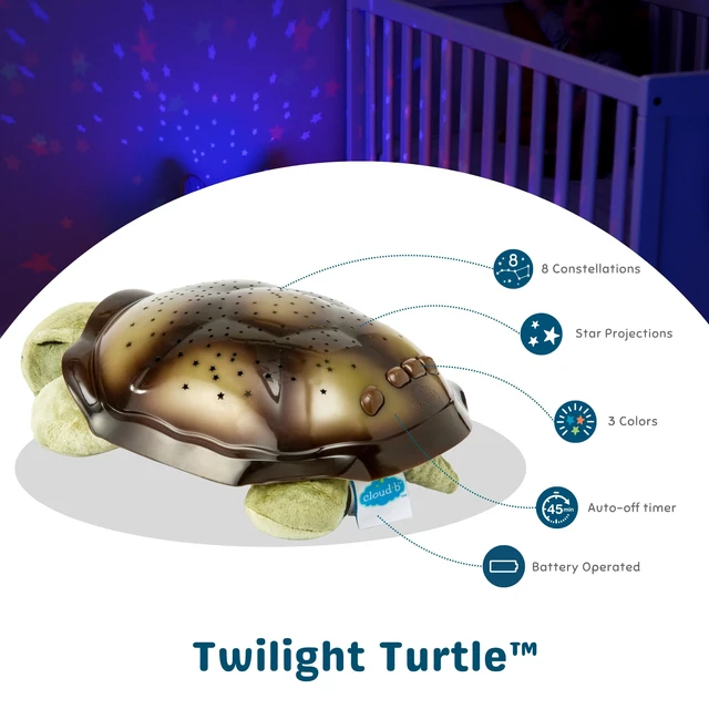 Alt view image 5 of 7 - Calming Nightlight Star Projector | Gentle Brightness | 3 Colors | 8 Constellations | Auto-Shutoff | Twilight Turtle Green