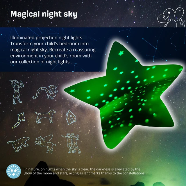 Alt view image 6 of 7 - Calming Nightlight Star Projector | Gentle Brightness | 3 Colors | 8 Constellations | Auto-Shutoff | Twilight Turtle Green