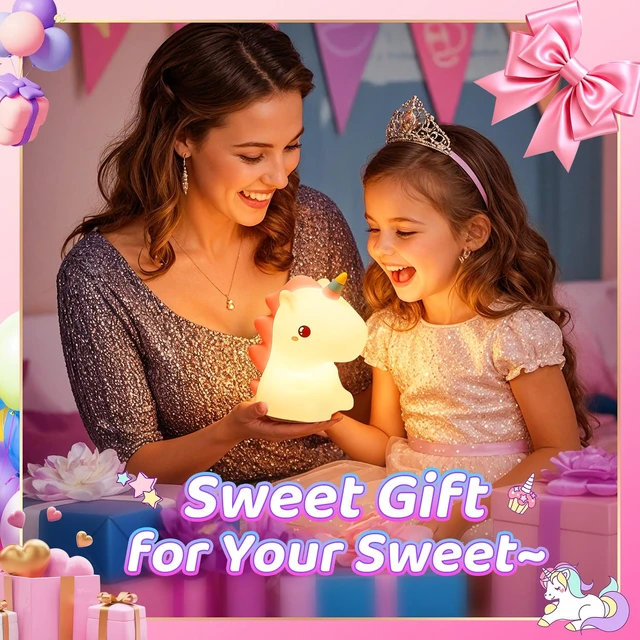 Alt view image 2 of 7 - Unicorn Night Light for Kids, 16 Colors & Remote Control Baby Night Light, Rechargeable Unicorn Lamp, Cute Gifts for Kids Gifts Teen Girl Gifts