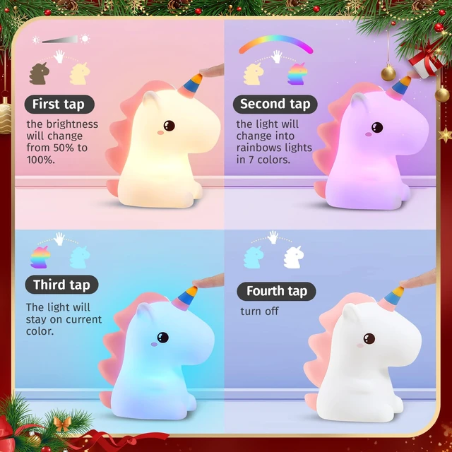 Alt view image 6 of 7 - Unicorn Night Light for Kids, 16 Colors & Remote Control Baby Night Light, Rechargeable Unicorn Lamp, Cute Gifts for Kids Gifts Teen Girl Gifts