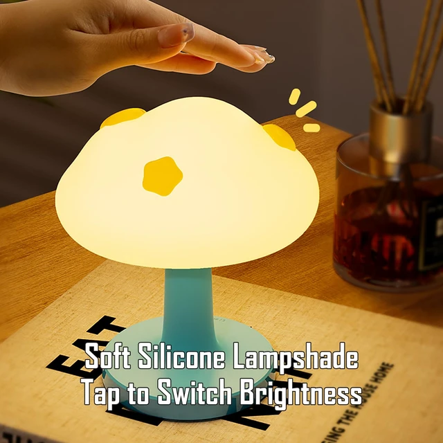 Alt view image 3 of 7 - Cloud and Bunny Rechargeable Night Light, Safe Soft Silicone Material, 3 Brightness Levels, Tap Control, Warm Light, Toddler Sleeping Lamp, Bedroom Night Lamp (Cloud and Bunny)
