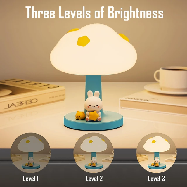 Alt view image 4 of 7 - Cloud and Bunny Rechargeable Night Light, Safe Soft Silicone Material, 3 Brightness Levels, Tap Control, Warm Light, Toddler Sleeping Lamp, Bedroom Night Lamp (Cloud and Bunny)