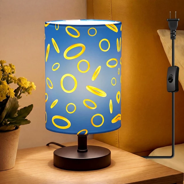 Main image of Blue and Golden Rings Table Lamps Gifts 3 Colors Dimmable Lights 5.1 x 9.5 Inch Cartoon Game Night Light Bedroom Bedside Lamps for Room Bedroom Desk Home Decor Birthday Gifts