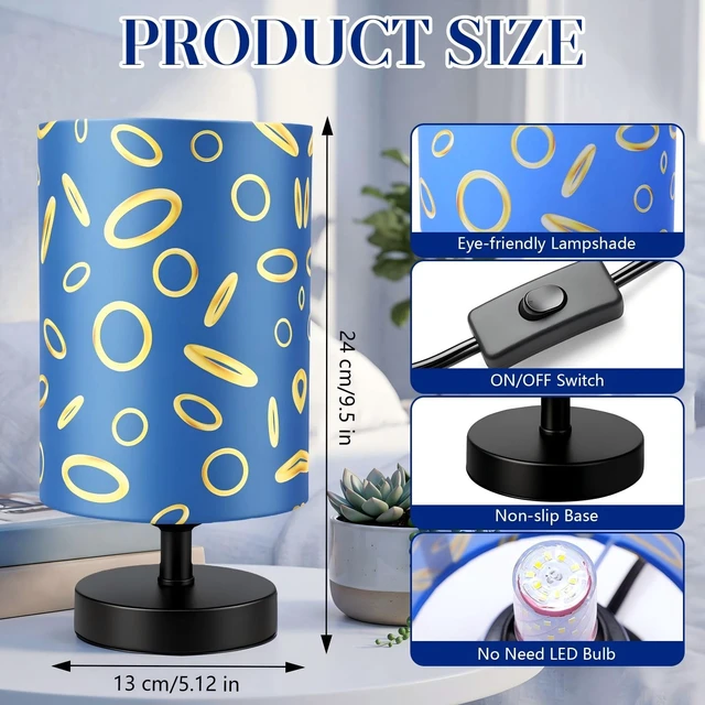 Alt view image 2 of 7 - Blue and Golden Rings Table Lamps Gifts 3 Colors Dimmable Lights 5.1 x 9.5 Inch Cartoon Game Night Light Bedroom Bedside Lamps for Room Bedroom Desk Home Decor Birthday Gifts