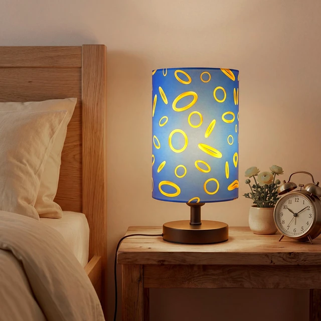 Alt view image 5 of 7 - Blue and Golden Rings Table Lamps Gifts 3 Colors Dimmable Lights 5.1 x 9.5 Inch Cartoon Game Night Light Bedroom Bedside Lamps for Room Bedroom Desk Home Decor Birthday Gifts