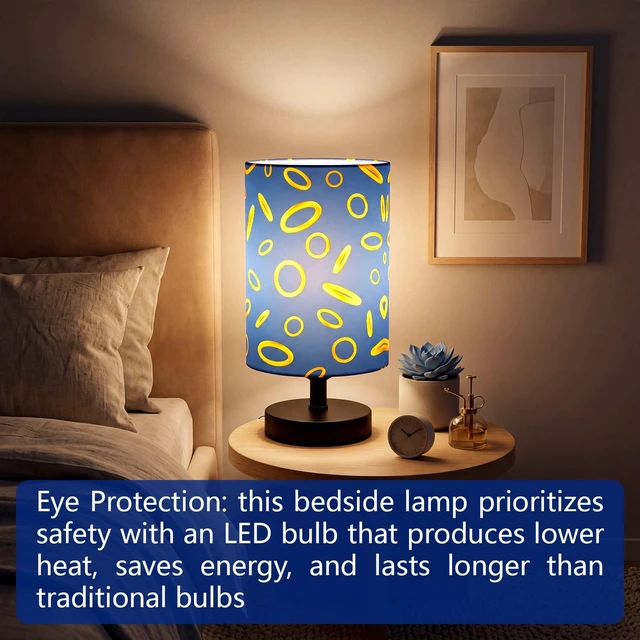 Alt view image 7 of 7 - Blue and Golden Rings Table Lamps Gifts 3 Colors Dimmable Lights 5.1 x 9.5 Inch Cartoon Game Night Light Bedroom Bedside Lamps for Room Bedroom Desk Home Decor Birthday Gifts