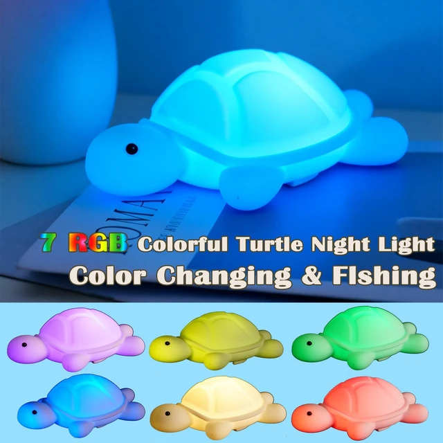 Alt view image 3 of 7 - Turtle Night Light, Sea Turtle Gifts, Cute Soft Silicone Squishy LED Lamp with 7 RGB Colors , Dimmable, Timer, Touch Control, Kids' Bedroom Decor, Gift for Children, Breastfeeding Nursery Birthdays