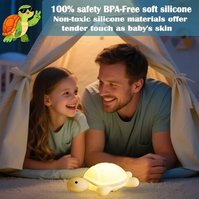Alt view image 6 of 7 - Turtle Night Light, Sea Turtle Gifts, Cute Soft Silicone Squishy LED Lamp with 7 RGB Colors , Dimmable, Timer, Touch Control, Kids' Bedroom Decor, Gift for Children, Breastfeeding Nursery Birthdays