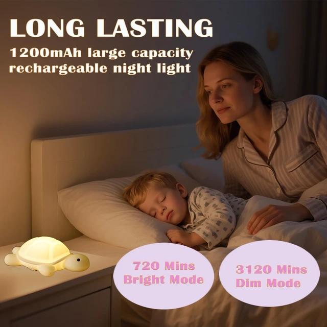 Alt view image 5 of 7 - Turtle Night Light, Sea Turtle Gifts, Cute Soft Silicone Squishy LED Lamp with 7 RGB Colors , Dimmable, Timer, Touch Control, Kids' Bedroom Decor, Gift for Children, Breastfeeding Nursery Birthdays