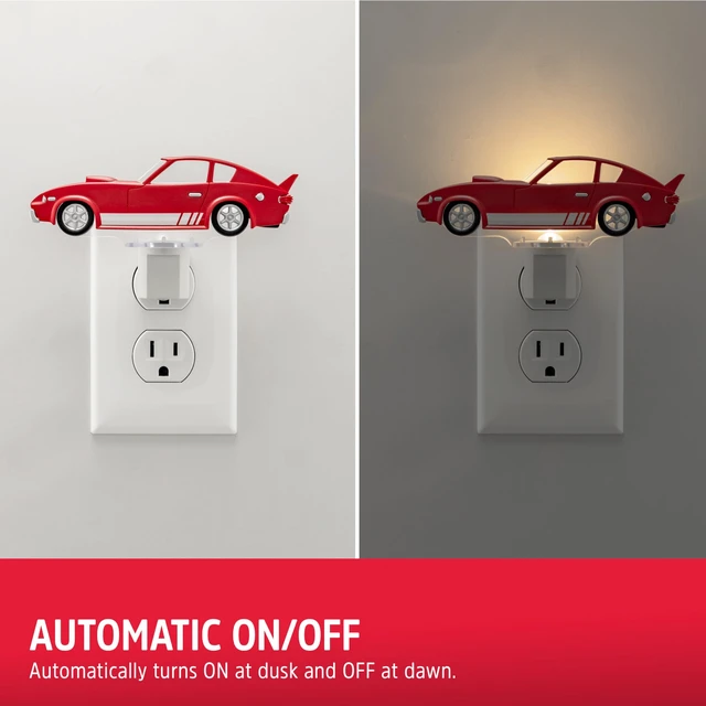 Alt view image 3 of 7 - Night Light with Dusk to Dawn Sensor | Light Sensing, LED, Soft White, 3000K, Red, Nightlight for Bedroom, Bathroom, Nursery, Hallway, Kitchen, 1pk, 82404