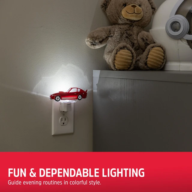 Alt view image 4 of 7 - Night Light with Dusk to Dawn Sensor | Light Sensing, LED, Soft White, 3000K, Red, Nightlight for Bedroom, Bathroom, Nursery, Hallway, Kitchen, 1pk, 82404
