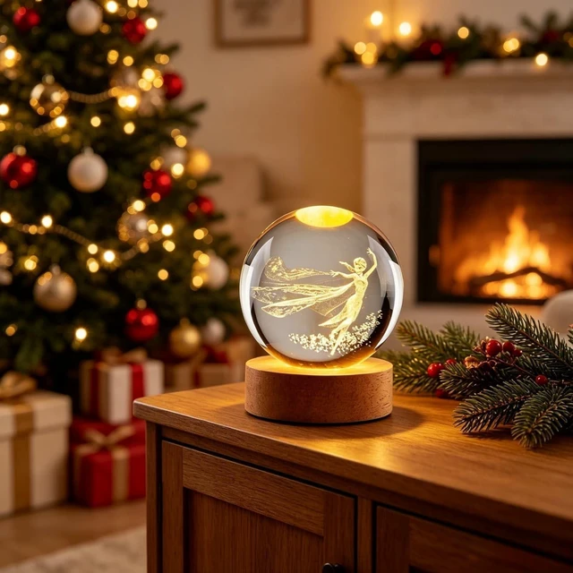 Alt view image 5 of 7 - Cartoon Night Light, 3.15 Inch (80mm) K9 Crystal 3D Lamp | with Wooden Base for Birthday Christmas Cute Figurines Gifts for Room Decor birthday decorations