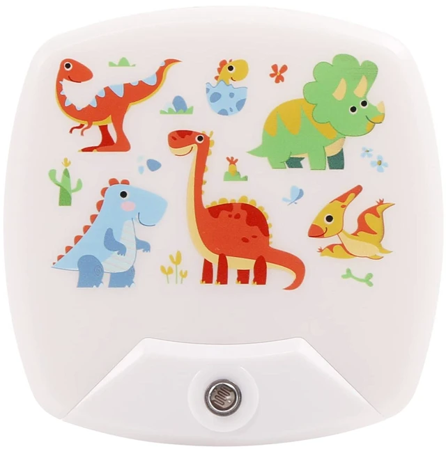 Main image of 2 Pack - Cartoon Dinosaur LED Plug-in Night Light for Kids | Wall Lamp Take Good Care Children Sleep Light Sensor Auto Controlled Nightlights for Baby Nursing