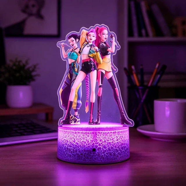 Alt view image 3 of 5 - Demon Movie Hunters Night Light, Korea Pop 3D Illusion Lamp with 16 Colors Changing, Timer Function, 4 Flash Modes and Dimmable, Room Decoration, Holiday Xmas Gifts