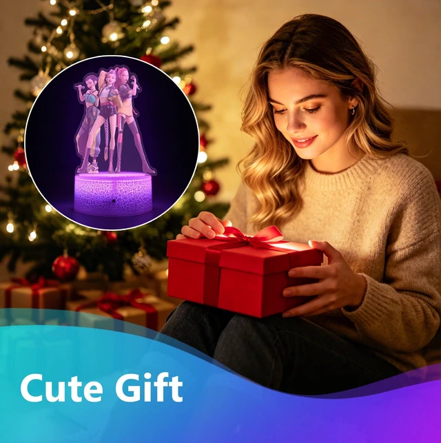 Alt view image 5 of 5 - Demon Movie Hunters Night Light, Korea Pop 3D Illusion Lamp with 16 Colors Changing, Timer Function, 4 Flash Modes and Dimmable, Room Decoration, Holiday Xmas Gifts