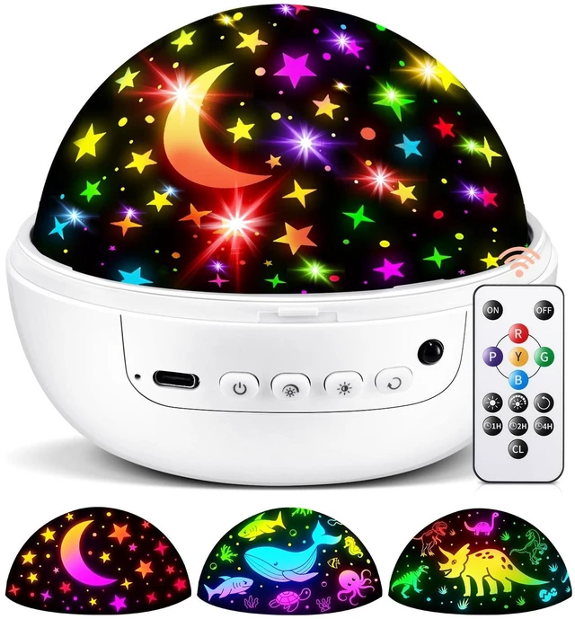 Main image of Boy Room Decor, 93 Lighting+3 Films Toddler Room Decor, Remote+Dimmable+360° Slient Nightlight for Baby Nursery, Starry Night Light Up Toys, Moon Projector (White)