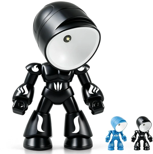 Main image of Mini Night Light, Posable Cartoon Cute Robot Companion Table Light, Bedside Reading Table Lamp for Desk Decor, Bedroom, Office (Black)