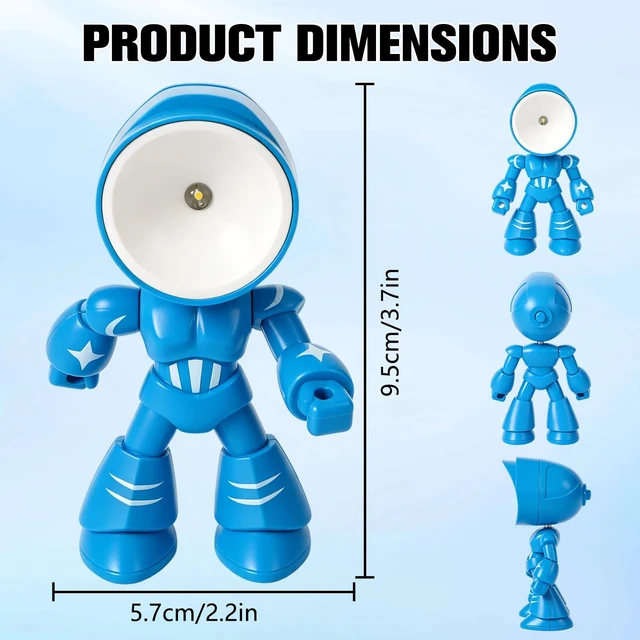 Alt view image 7 of 7 - Mini Night Light, Posable Cartoon Cute Robot Companion Table Light, Bedside Reading Table Lamp for Desk Decor, Bedroom, Office (Black)