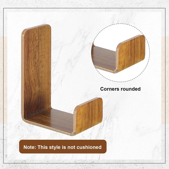 Alt view image 3 of 6 - 4 Pieces Headphone Hanger Headset Stand Holder, Wood Grain Color | Adhesive Wall Mount Headphone Hook under Desk Acrylic Gaming Earphones Hanger for Earphone Controller