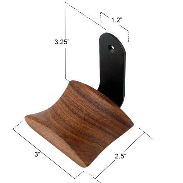 Alt view image 3 of 3 - Headphone Hanger Headset Stand Hook Walnut Wood Headphone Holder Rack Hook Desk Tabletop Wall Mount Tape Under-Desk Headphone Hanger Holder, Universal Fit (Wall Mount)