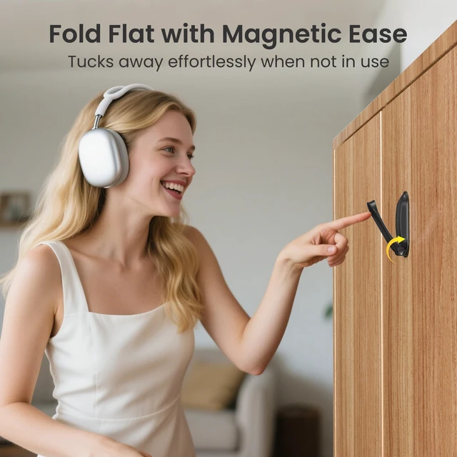 Alt view image 3 of 7 - Wall Mount Headphone Hanger 2 Pack Adhesive Headset Holder for Desk