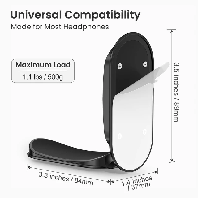 Alt view image 5 of 7 - Wall Mount Headphone Hanger 2 Pack Adhesive Headset Holder for Desk