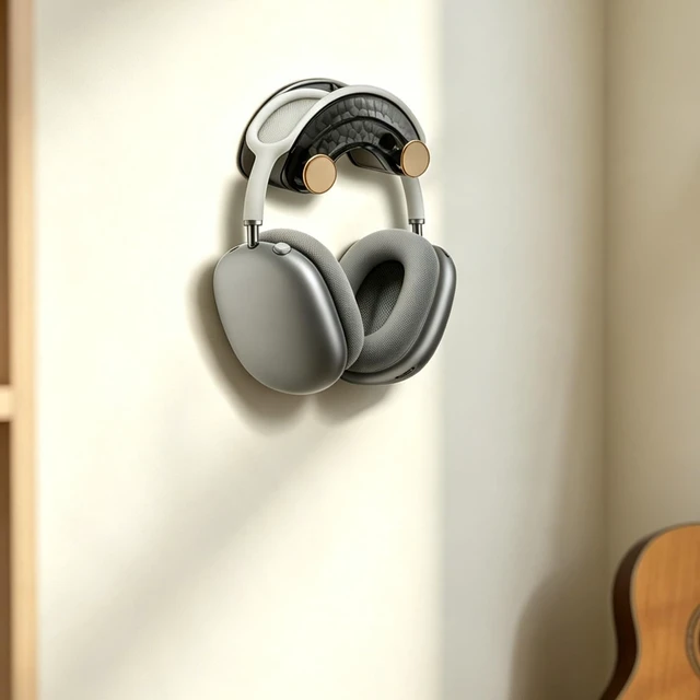 Alt view image 2 of 7 - Glacier Pattern Wall Holder for Airpods Max Headphone Smoke Black | Tidy sub-hook for cables, No Drill Installing Universal Hook