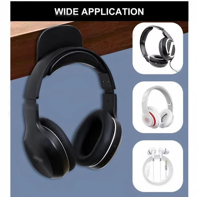 Alt view image 7 of 7 - 4 PCS Headphone Hanger Universal Headphone Hook Headphone Wall Mount Headphone Stand Headset Holder with Removable Self-Adhesive for All Headphone/Controller,Gaming Headset Mount Holder