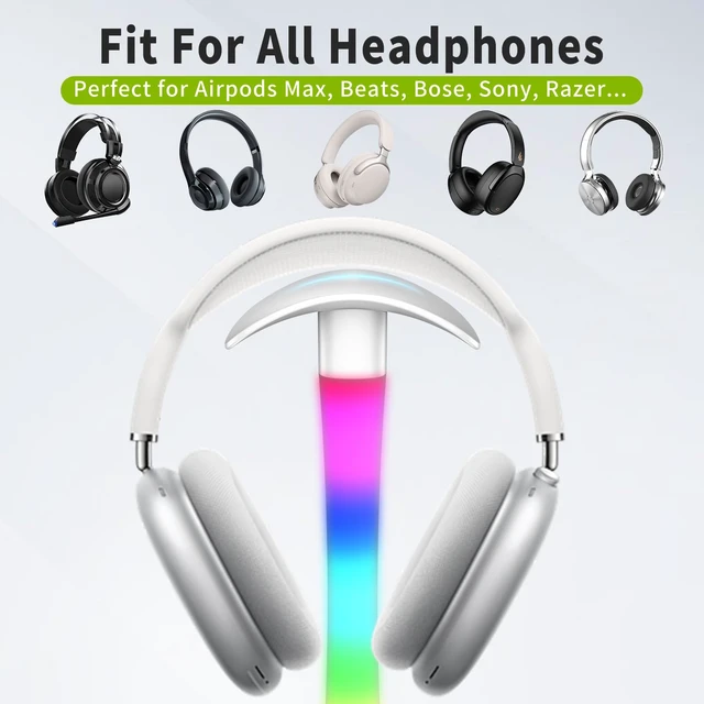 Alt view image 4 of 7 - Headphone Stand with Charger,Gaming Headset stand with RGB Light Mode,For Airpod Max Stand,Desk Lamp,Phone Holder,Tablet Holder,desktop organizer,Gifts for Gamers & Music Lover (White)