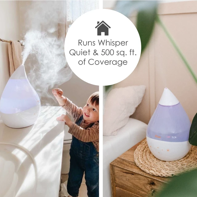 Alt view image 4 of 7 - 4-in-1 White Drop Ultrasonic Cool Mist Humidifier with Sound Machine, Night Light, Aroma Tray, 1 Gallon Top Fill White