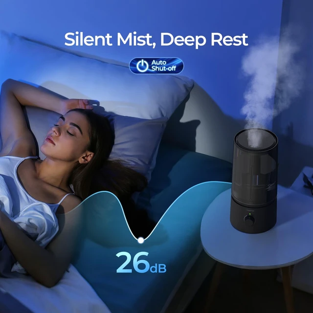 Alt view image 6 of 6 - Humidifiers for Bedroom, Cool Mist Humidifiers for Babies, 1.70L Quiet Ultrasonic Humidifier, Space-Saving, Filterless, Auto Shut Off - (0.45 Gallon, US 110V)