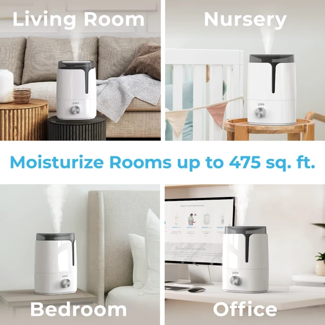 Alt view image 4 of 7 - HUME Ultrasonic Cool Mist Humidifier | 1.5L Tank, Up to 25 Hours of Mist, Adjustable Mist Output, Night Light & Auto Shut-Off