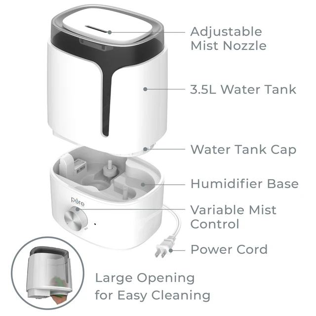 Alt view image 6 of 7 - HUME Ultrasonic Cool Mist Humidifier | 1.5L Tank, Up to 25 Hours of Mist, Adjustable Mist Output, Night Light & Auto Shut-Off