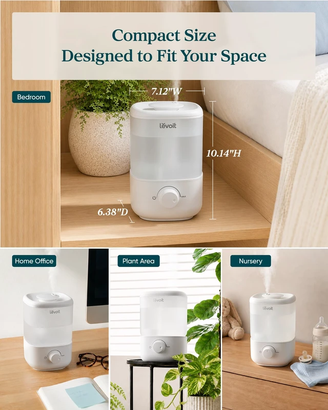 Alt view image 5 of 7 - Top Fill Humidifiers for Bedroom, 2.5L Tank for Large Room, 25dB | Easy to Fill & Clean, Quiet Cool Mist Air Humidifier for Home Baby Nursery & Plants, Auto Shut-off for Safety, 25H Lasting