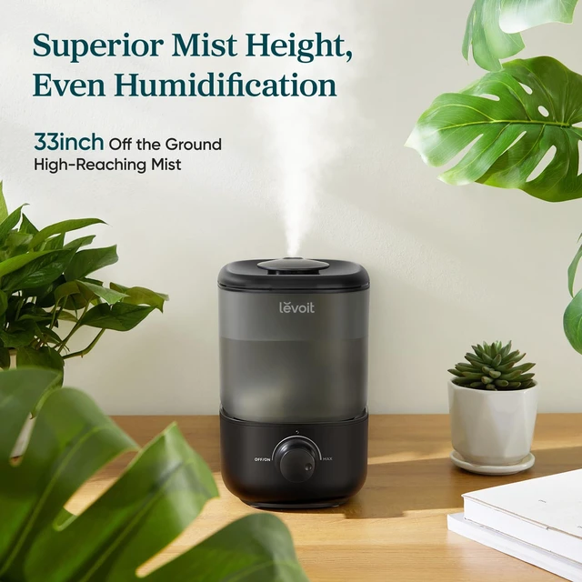 Alt view image 5 of 7 - Humidifiers for Bedroom,Top-Fill Ultrasonic Cool Mist Humidifier | Easy to Fill & Clean, Quiet Operation for Home Baby & Plants, Auto Shut-off for Safety, 360° Rotating Nozzle, 2.5L, Black