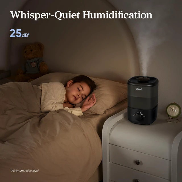 Alt view image 6 of 7 - Humidifiers for Bedroom,Top-Fill Ultrasonic Cool Mist Humidifier | Easy to Fill & Clean, Quiet Operation for Home Baby & Plants, Auto Shut-off for Safety, 360° Rotating Nozzle, 2.5L, Black