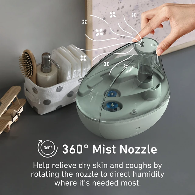 Alt view image 5 of 7 - PureBaby Ultrasonic Cool Mist Humidifier | Soft Glow Night Light, Whisper-Quiet, For Baby Nurseries & Kids Bedrooms to Relieve Congestion, Colds, & More (Whisper Green)