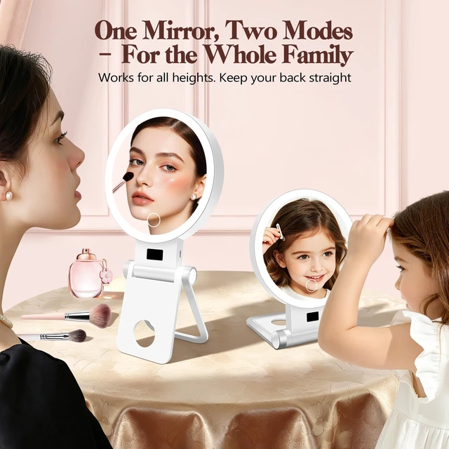 Alt view image 5 of 7 - Magnifying Mirror with Light 30X, 2000mAh 1X/ 30X Magnifying Makeup Mirror with Standable Base & Tweezers, 3 Color Modes with Adjustable Brightness& Smart Display, Foldable for Travel